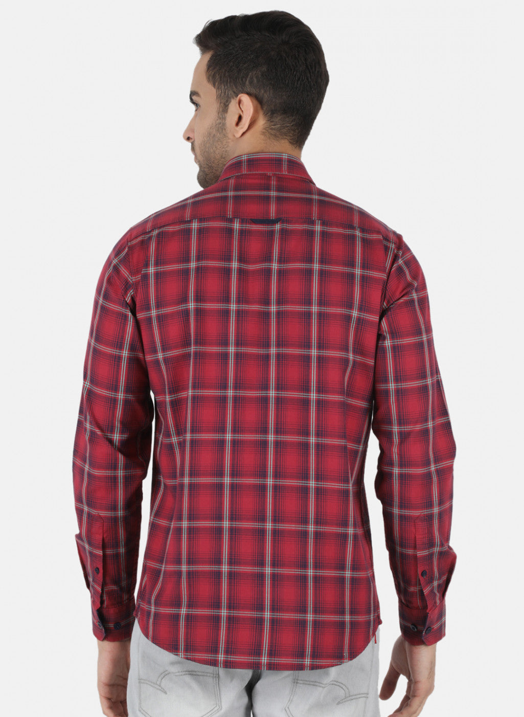 Men Maroon Check Shirt