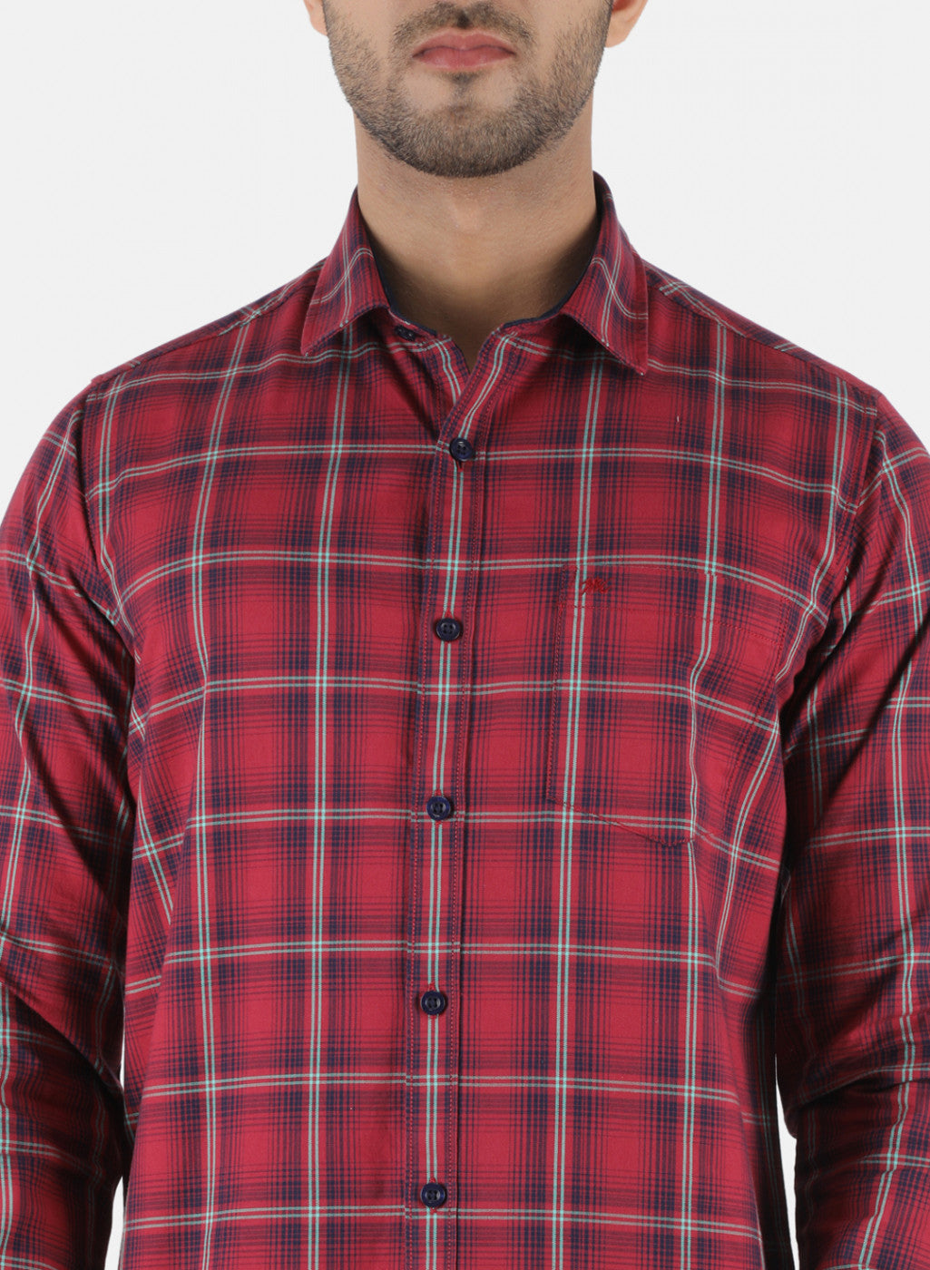 Men Maroon Check Shirt