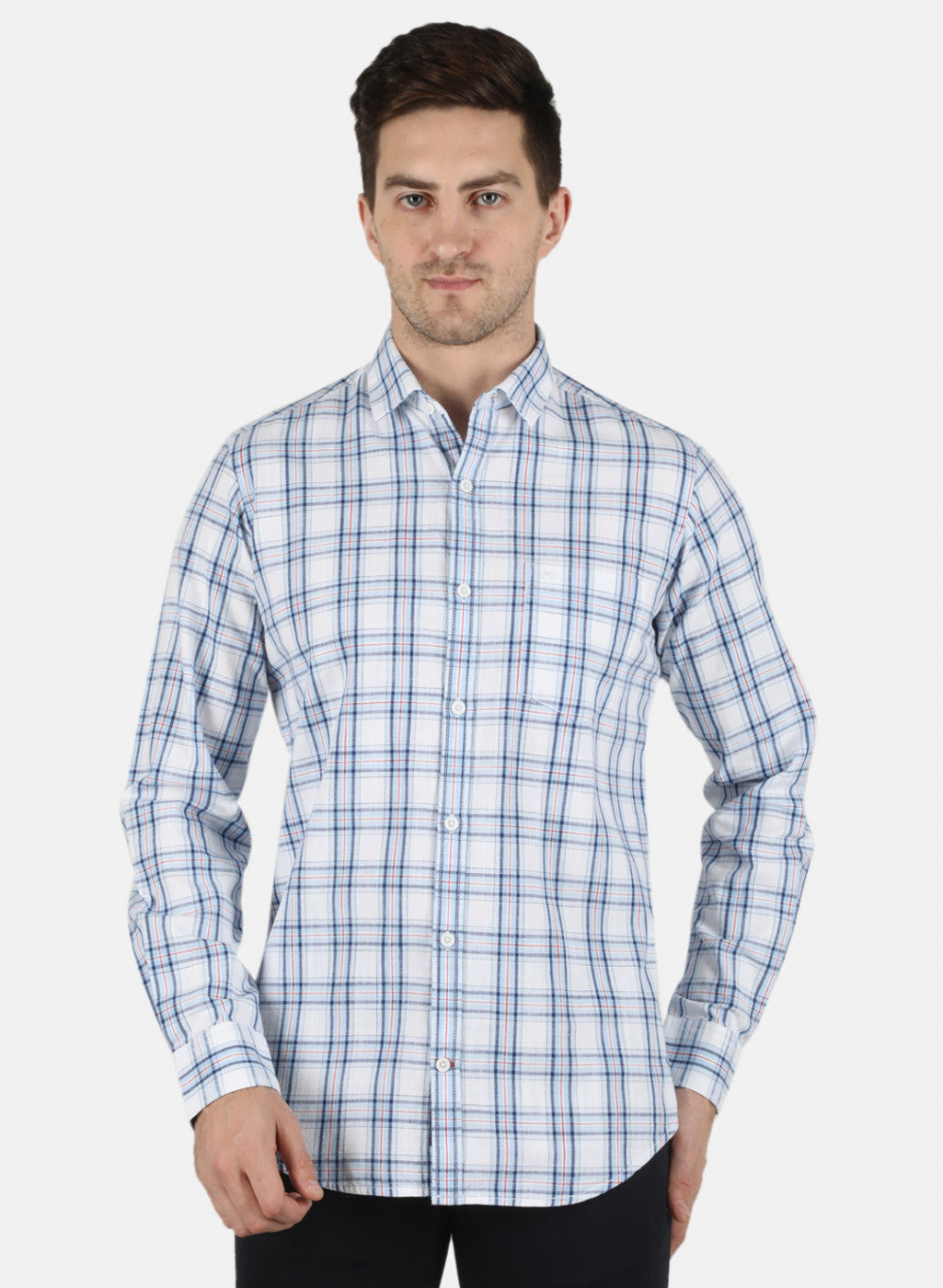 Men Blue Check Shirt