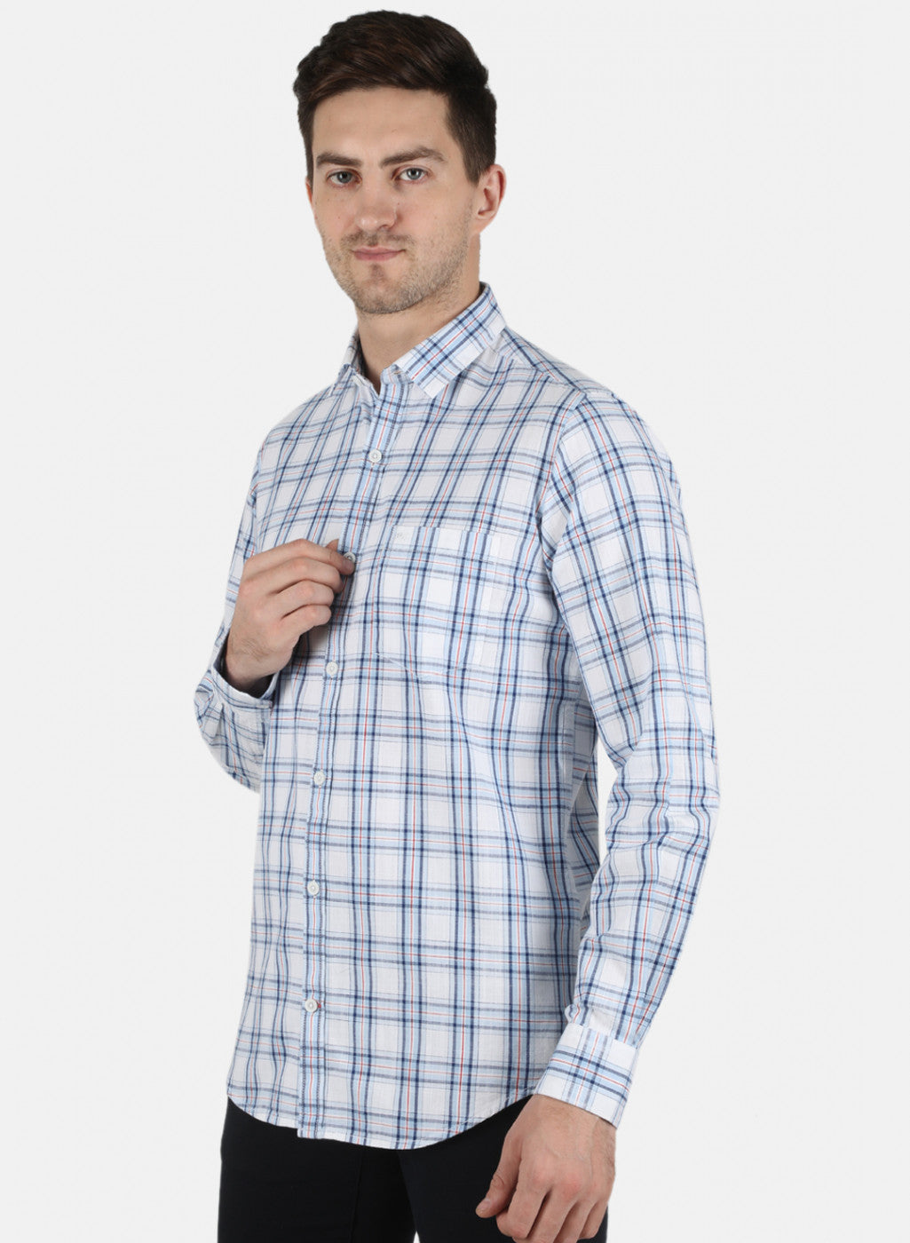 Men Blue Check Shirt