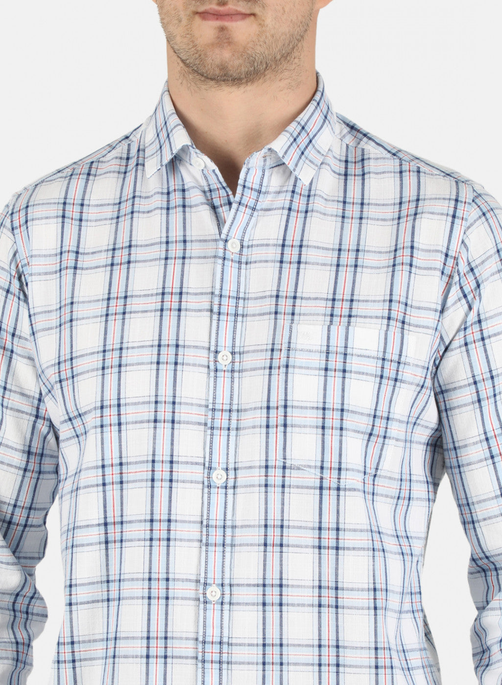 Men Blue Check Shirt