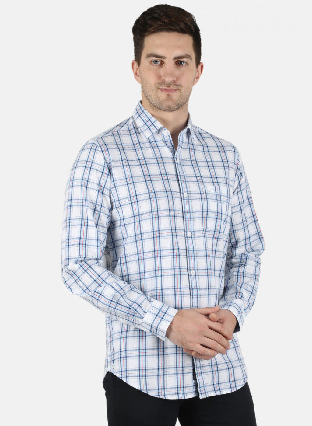 Men Blue Check Shirt