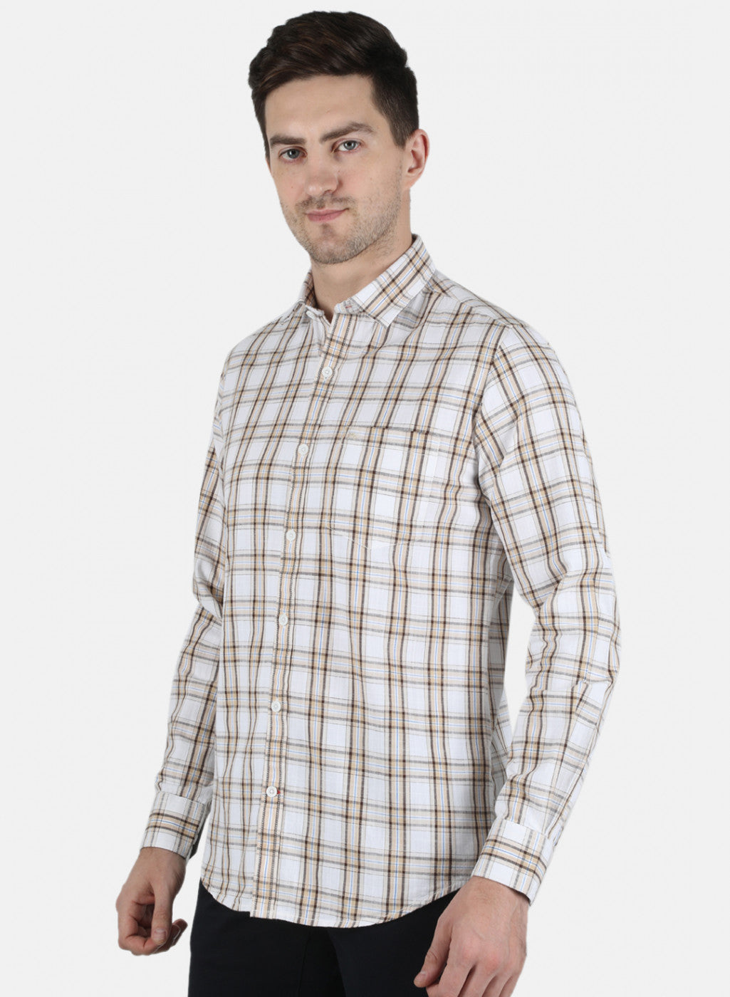 Men Beige Check Shirt