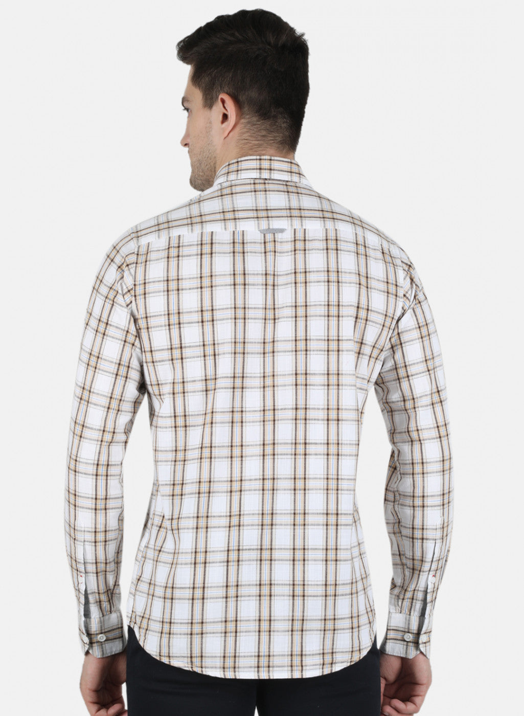 Men Beige Check Shirt