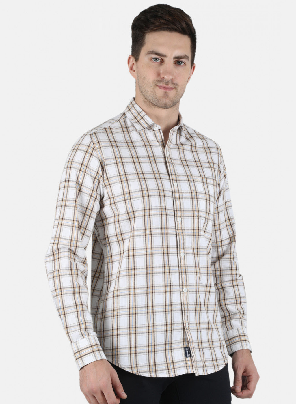 Men Beige Check Shirt