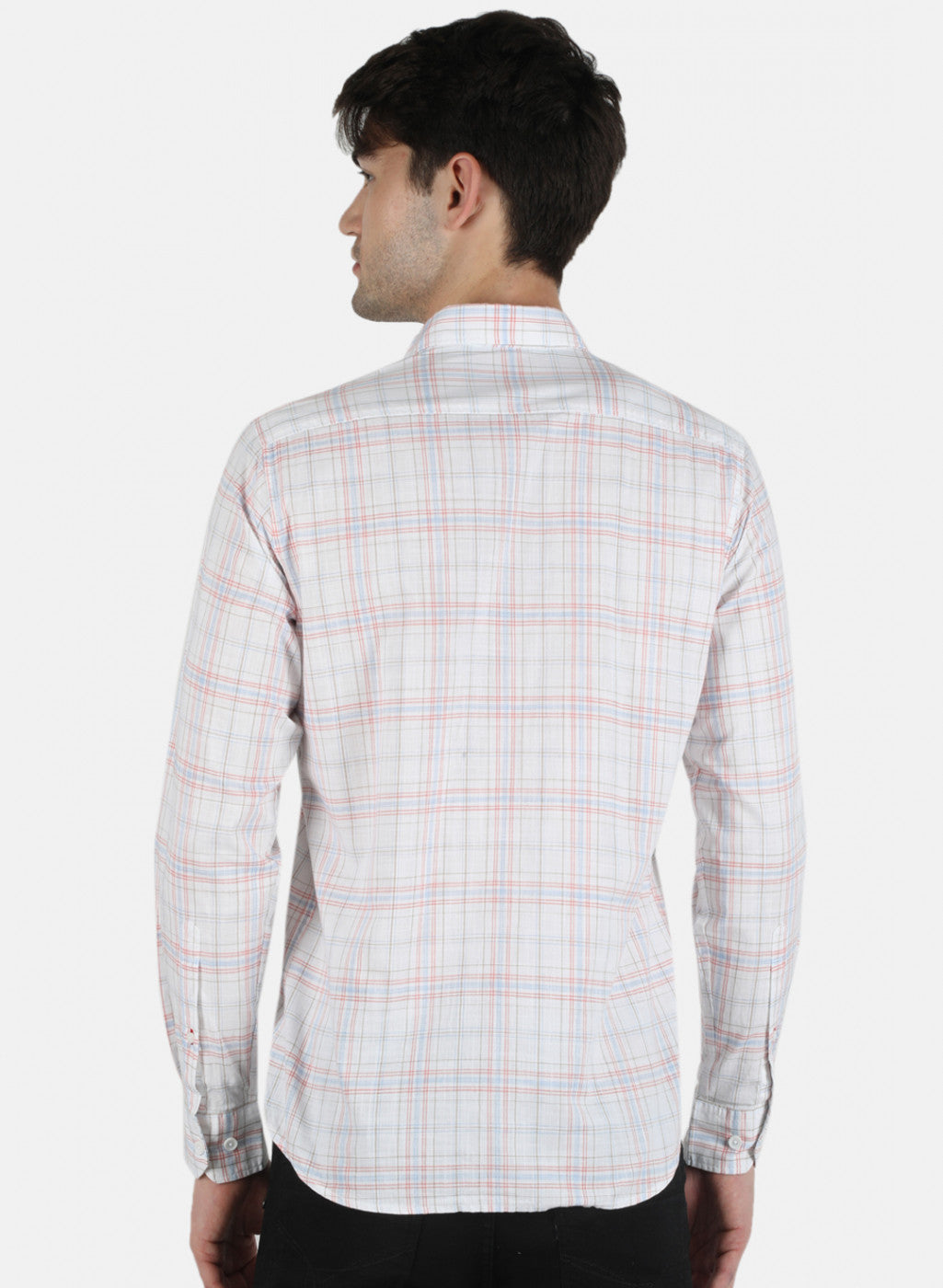 Men White Check Shirt