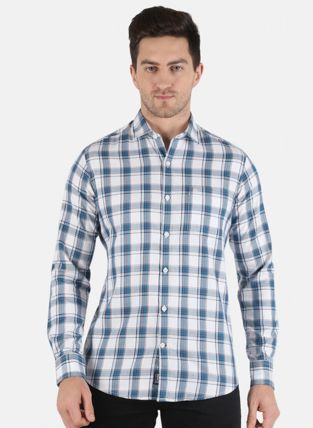 Men Blue Check Shirt