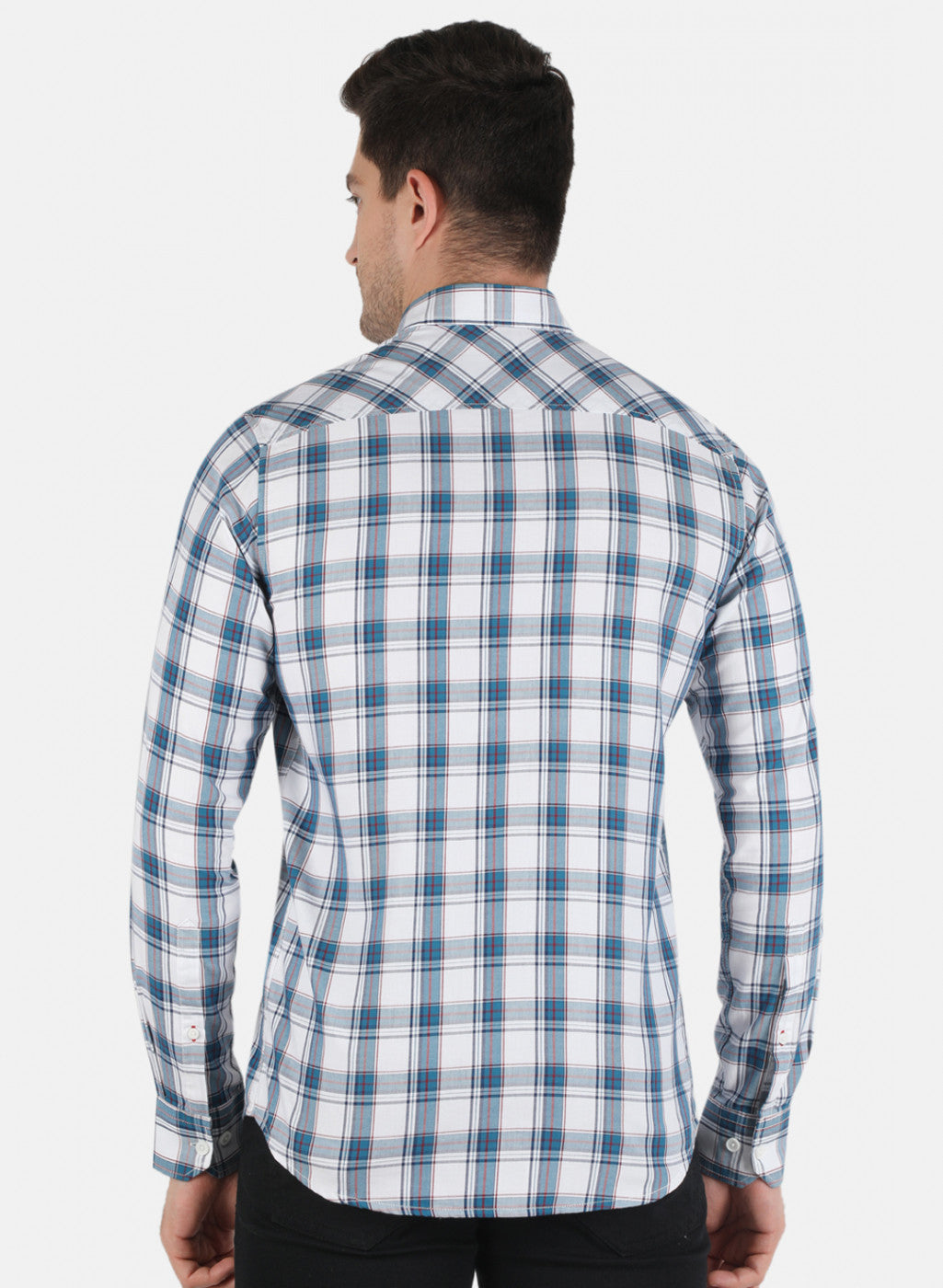 Men Blue Check Shirt