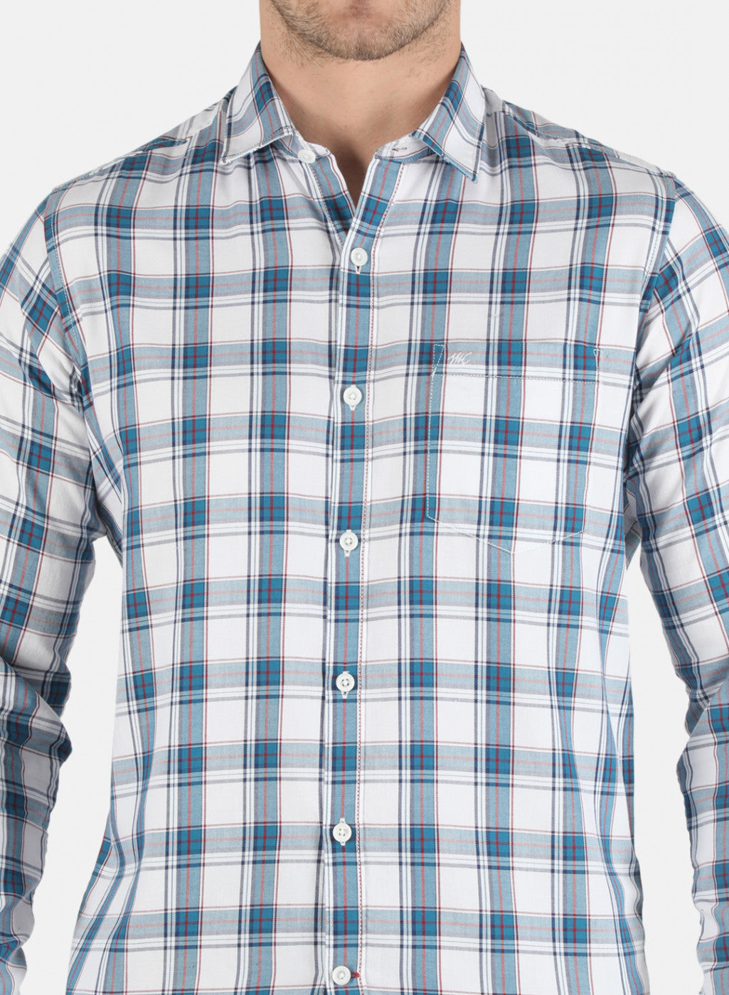 Men Blue Check Shirt