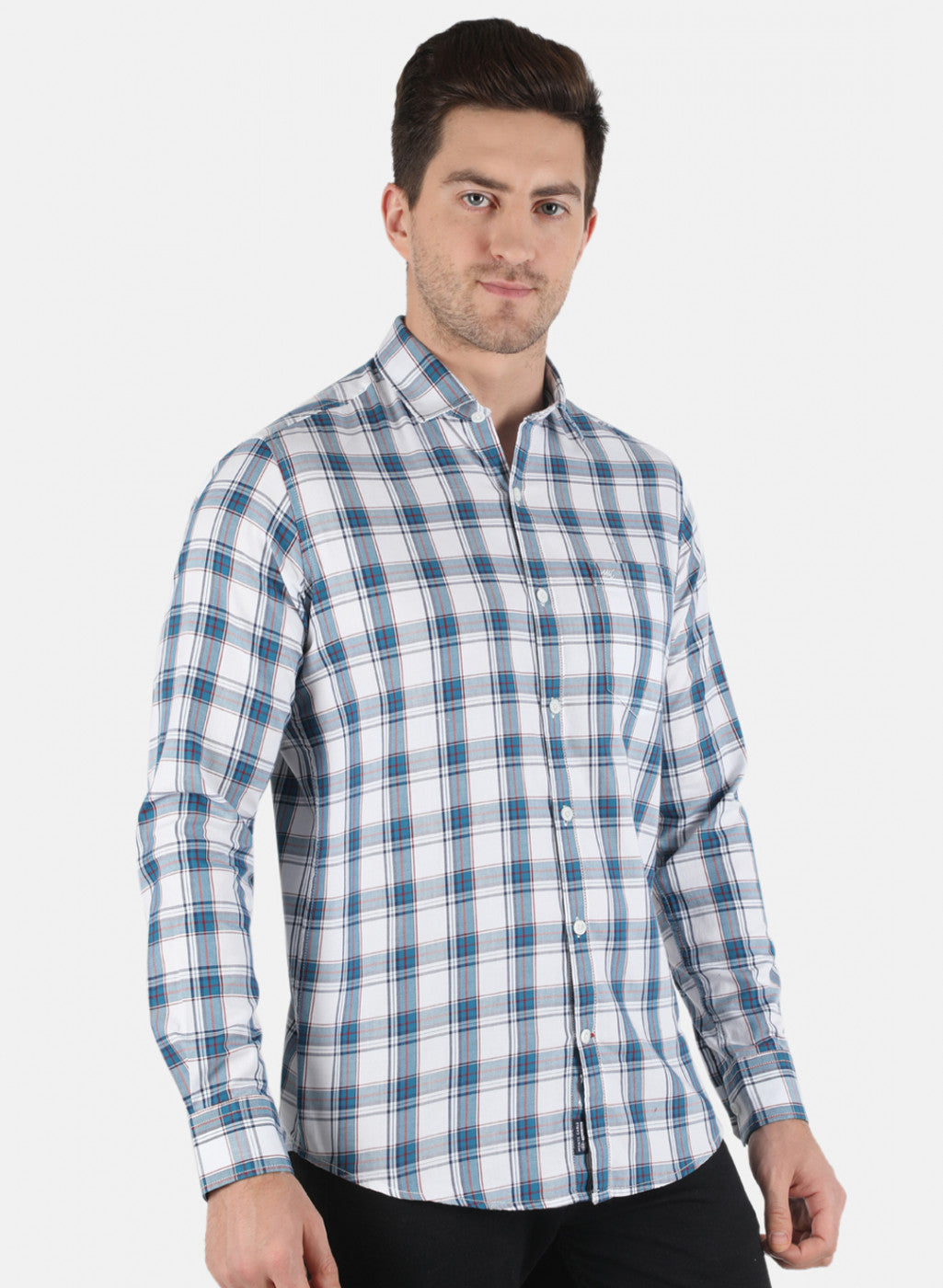 Men Blue Check Shirt