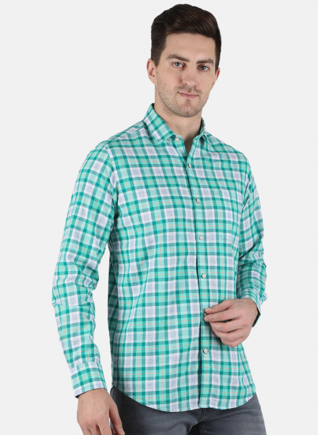 Men Green Check Shirt