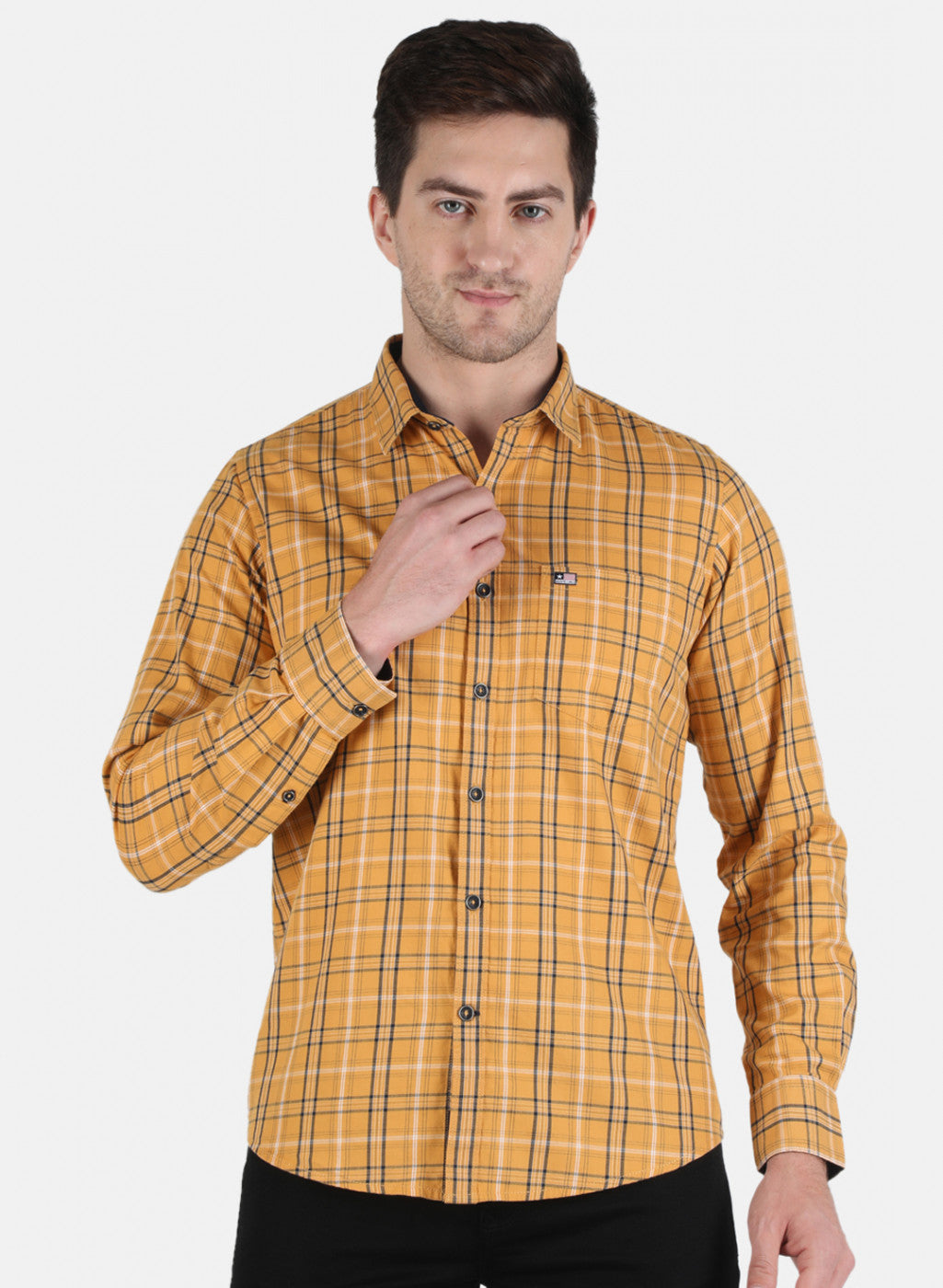 Men Mustard Check Shirt