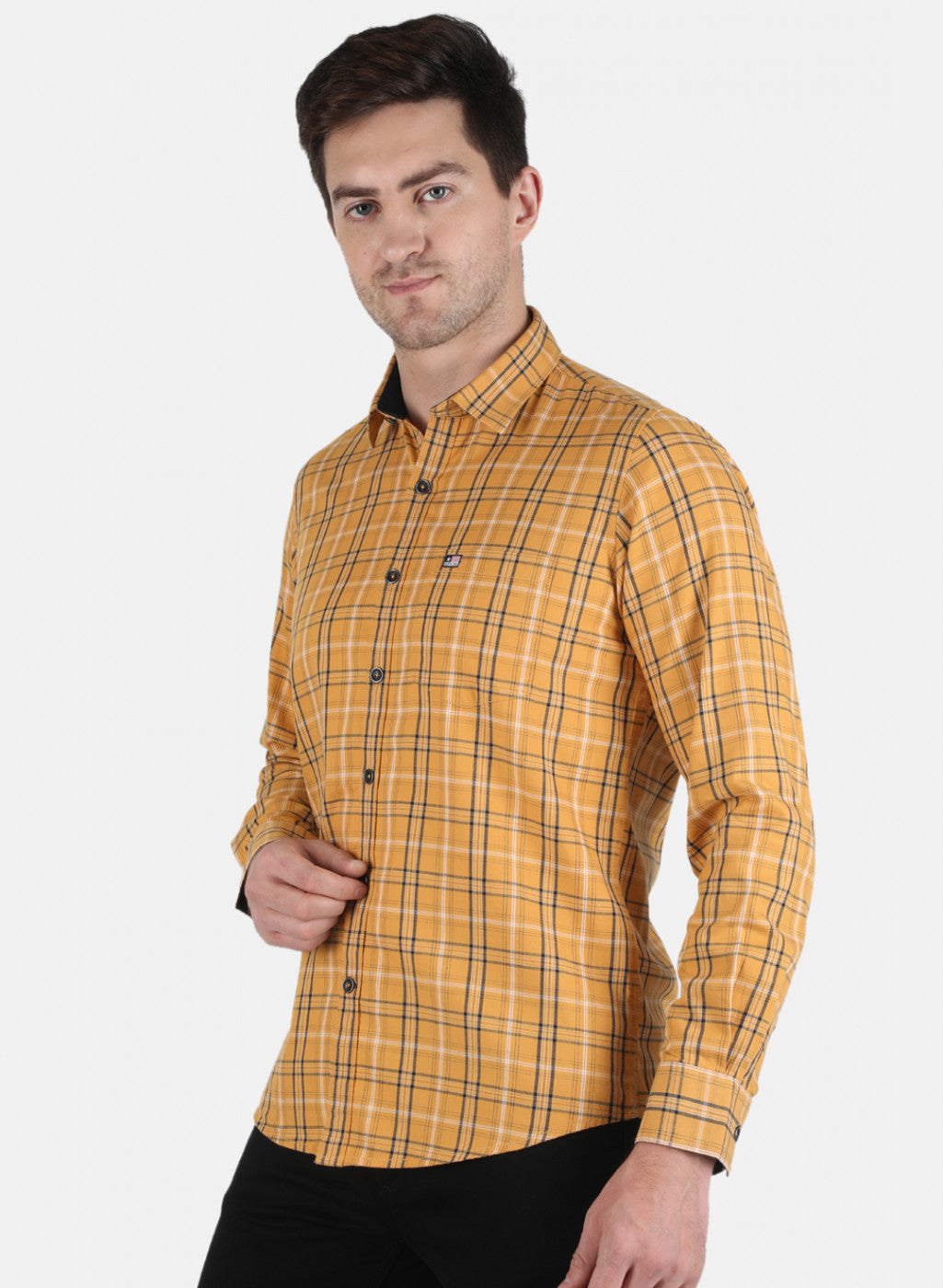 Men Mustard Check Shirt