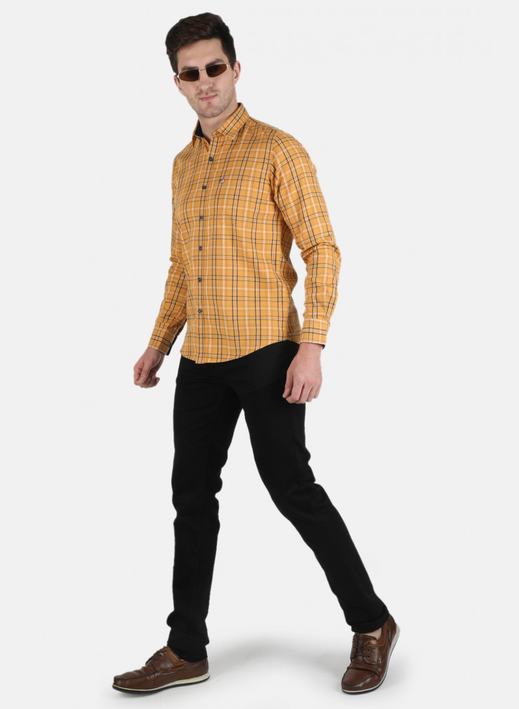 Men Mustard Check Shirt