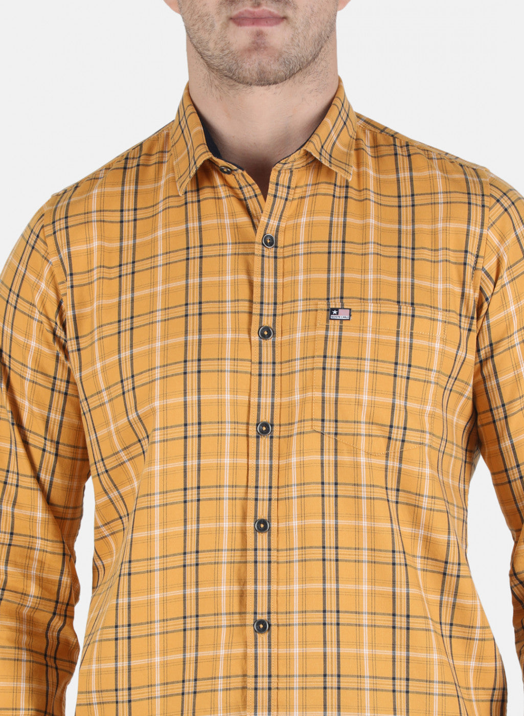 Men Mustard Check Shirt