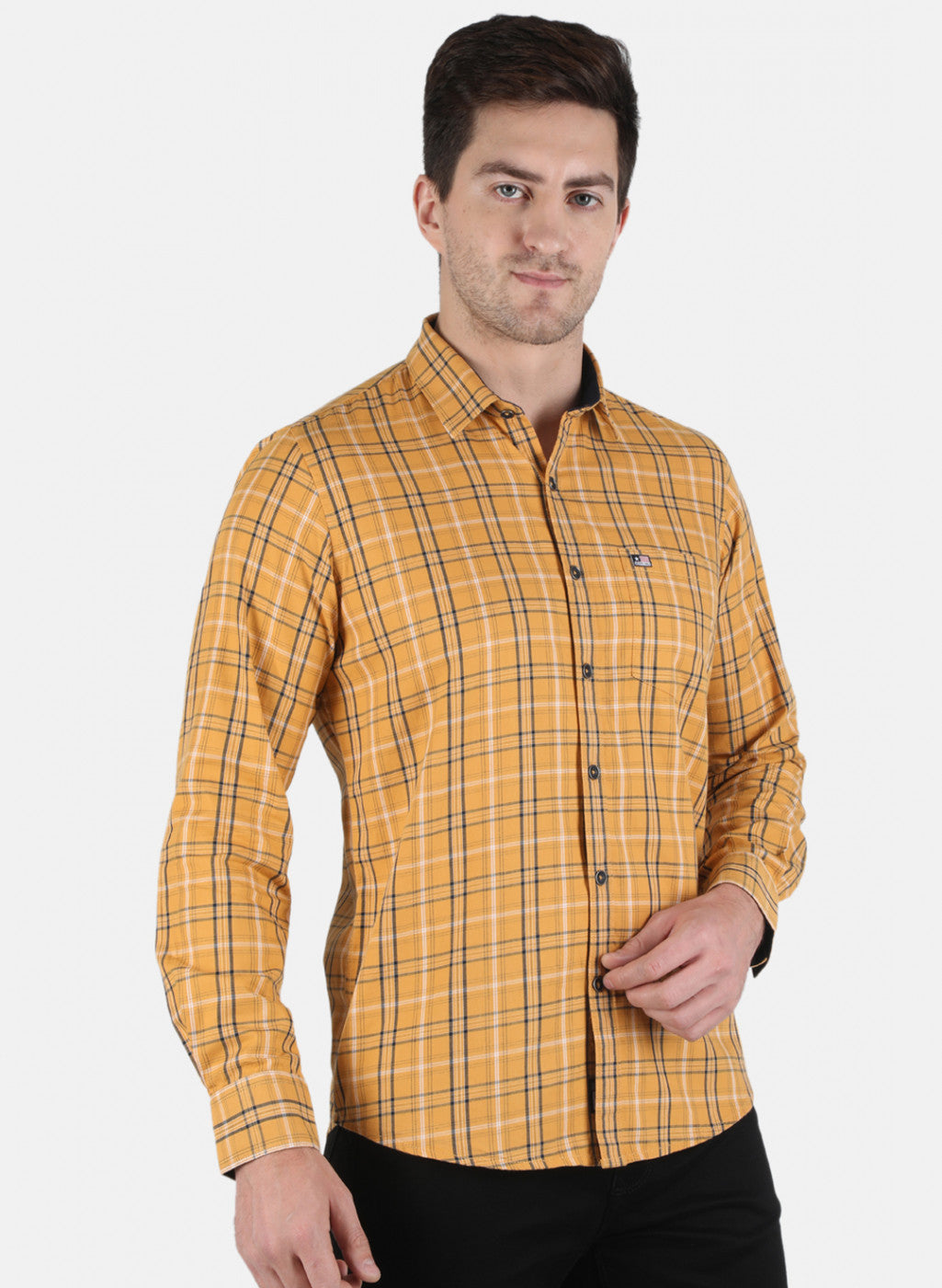 Men Mustard Check Shirt