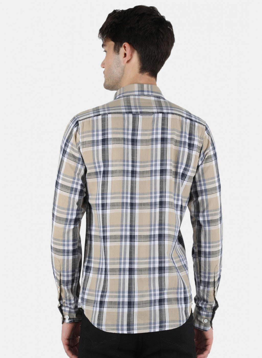 Men Beige Check Shirt