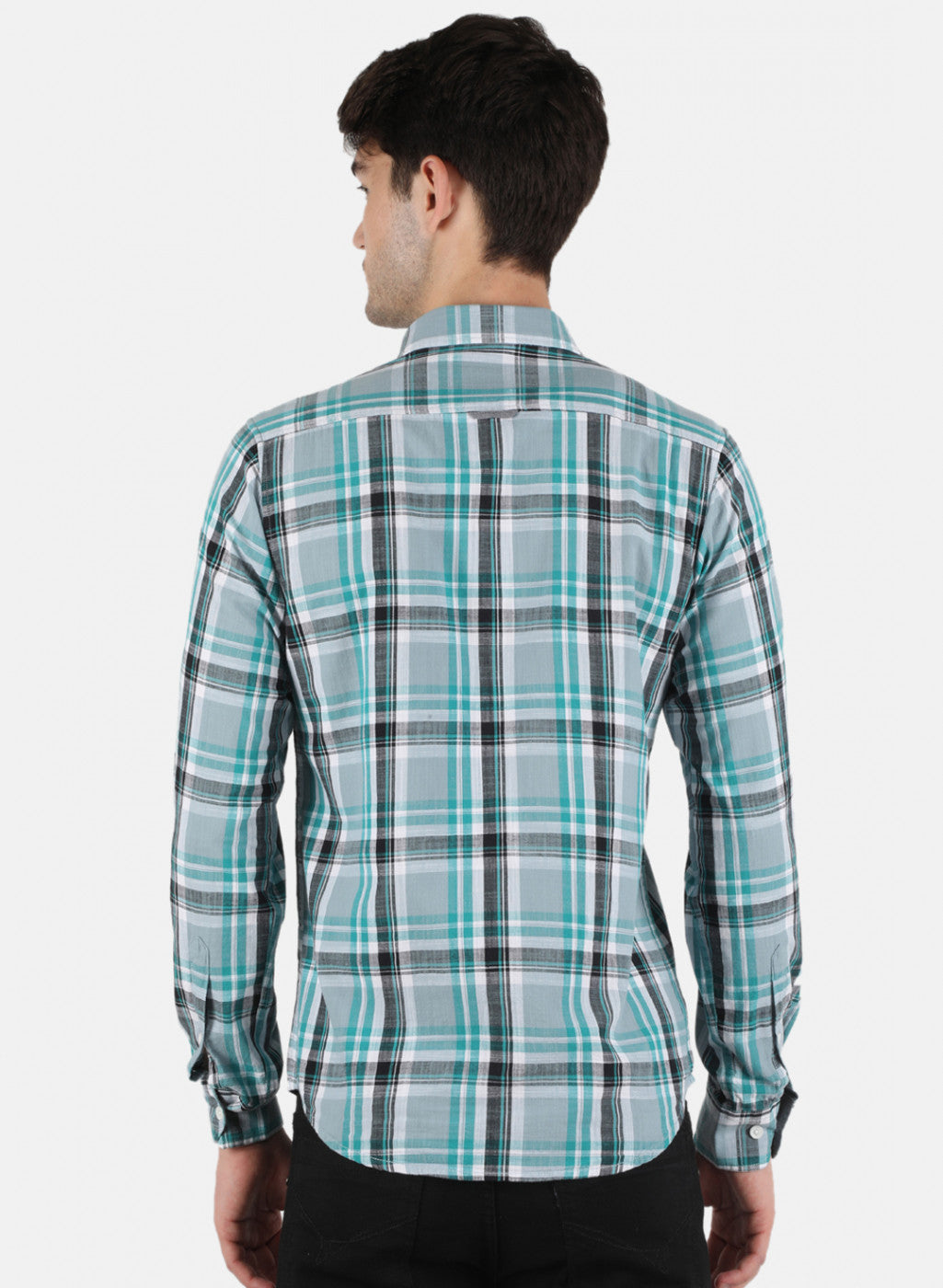 Men Blue Check Shirt