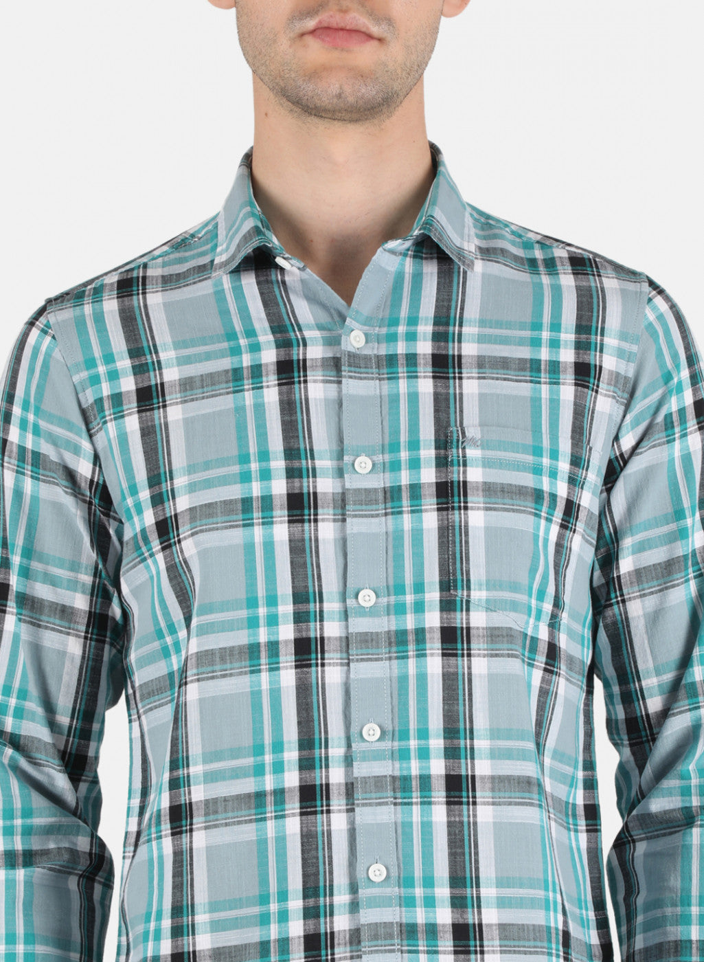 Men Blue Check Shirt