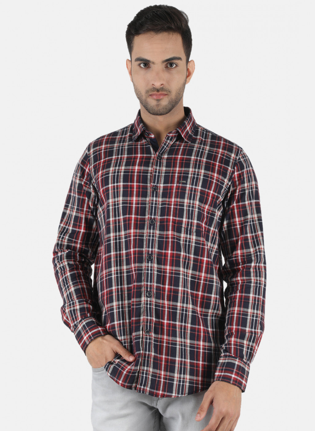 Men NAvy Blue Check Shirt