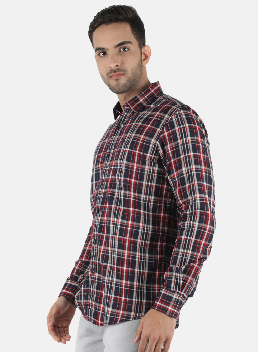 Men NAvy Blue Check Shirt