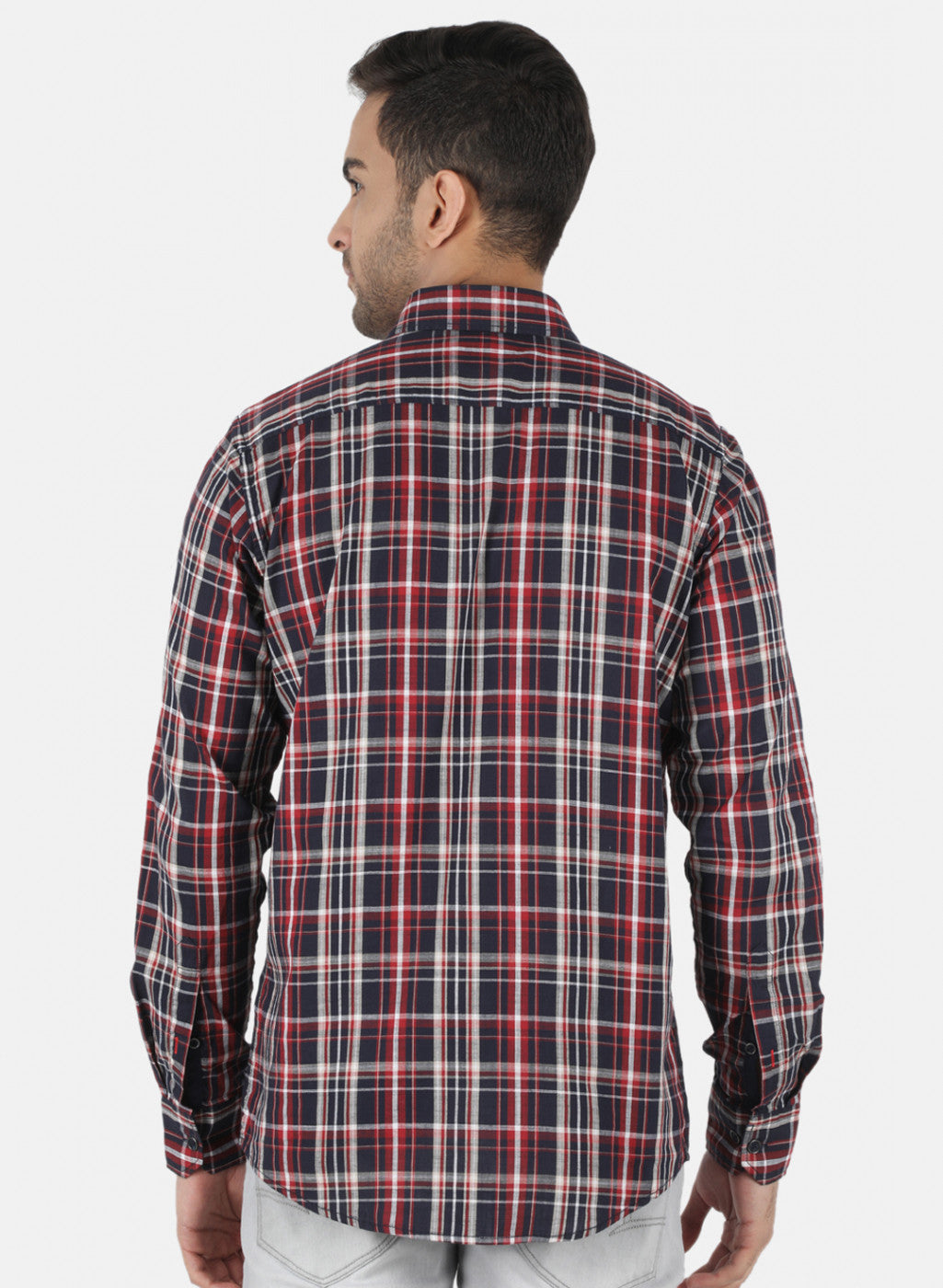 Men NAvy Blue Check Shirt