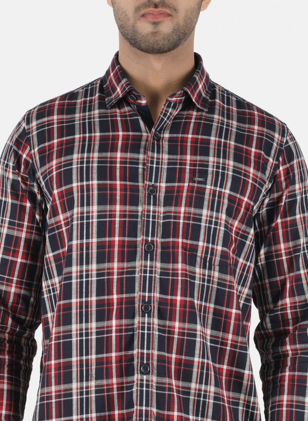 Men NAvy Blue Check Shirt