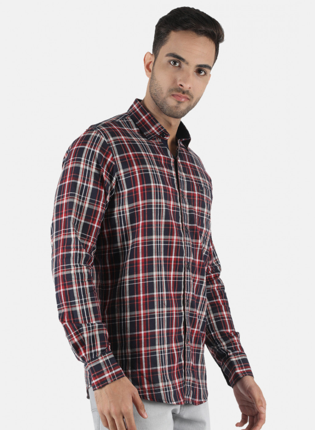 Men NAvy Blue Check Shirt