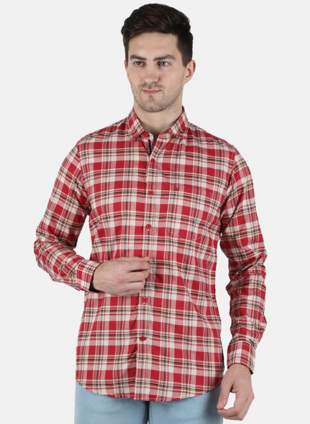 Men Pink Check Shirt