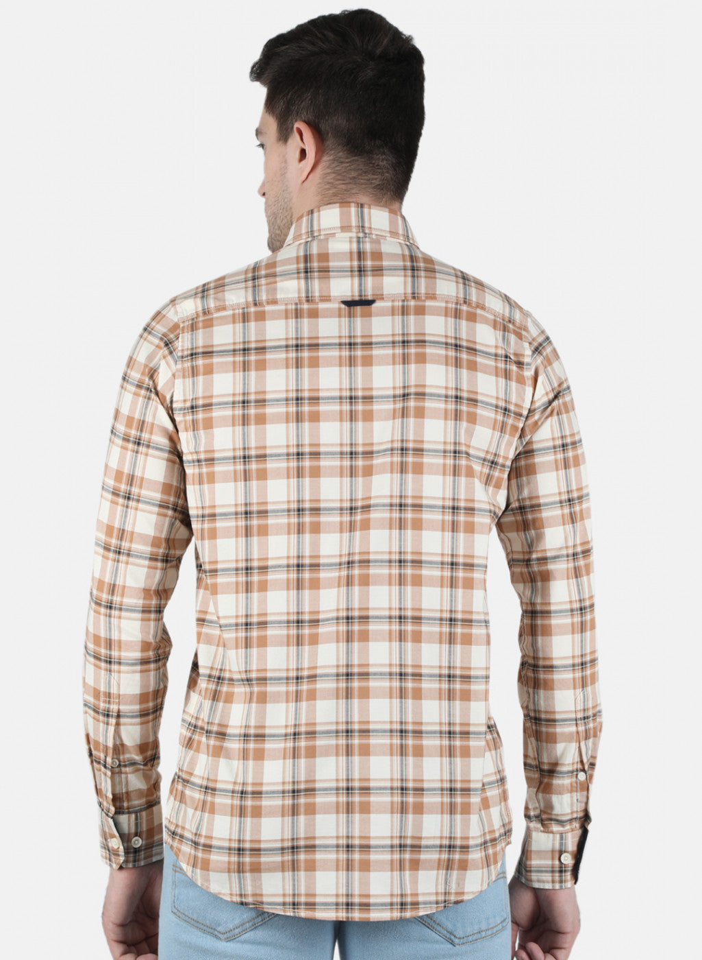 Men Beige Check Shirt