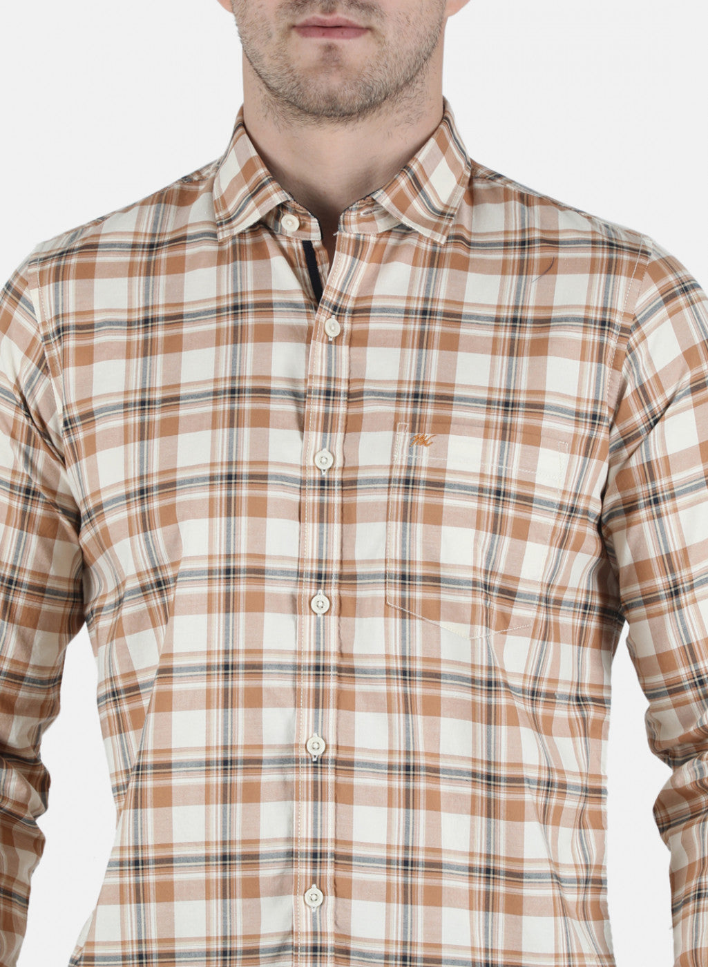 Men Beige Check Shirt