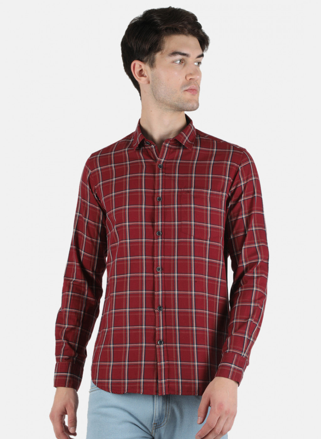 Men Red Check Shirt