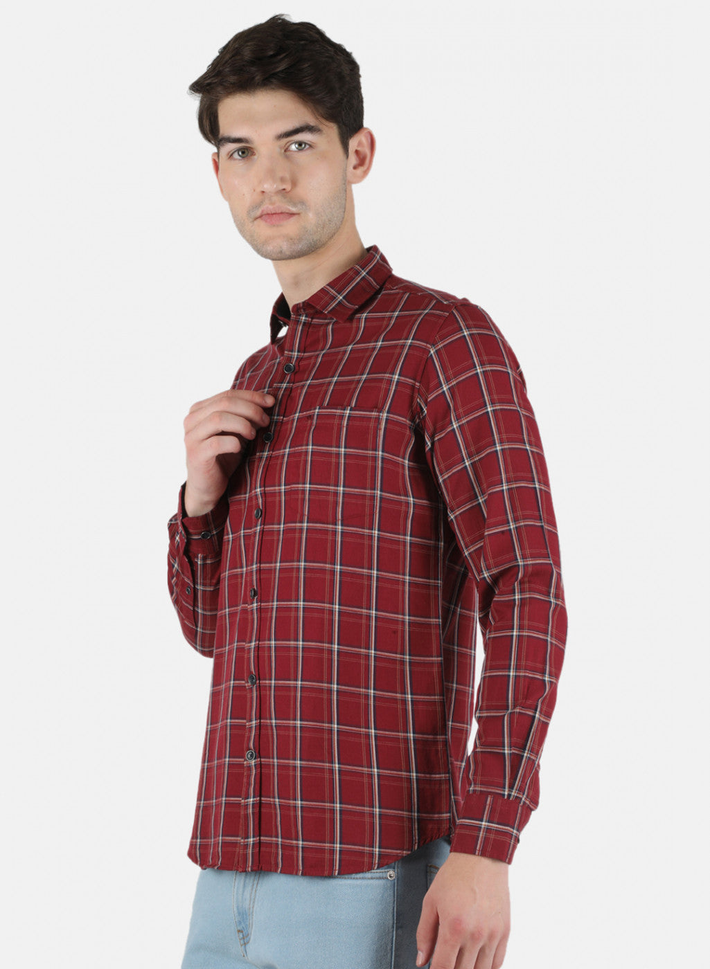 Men Red Check Shirt