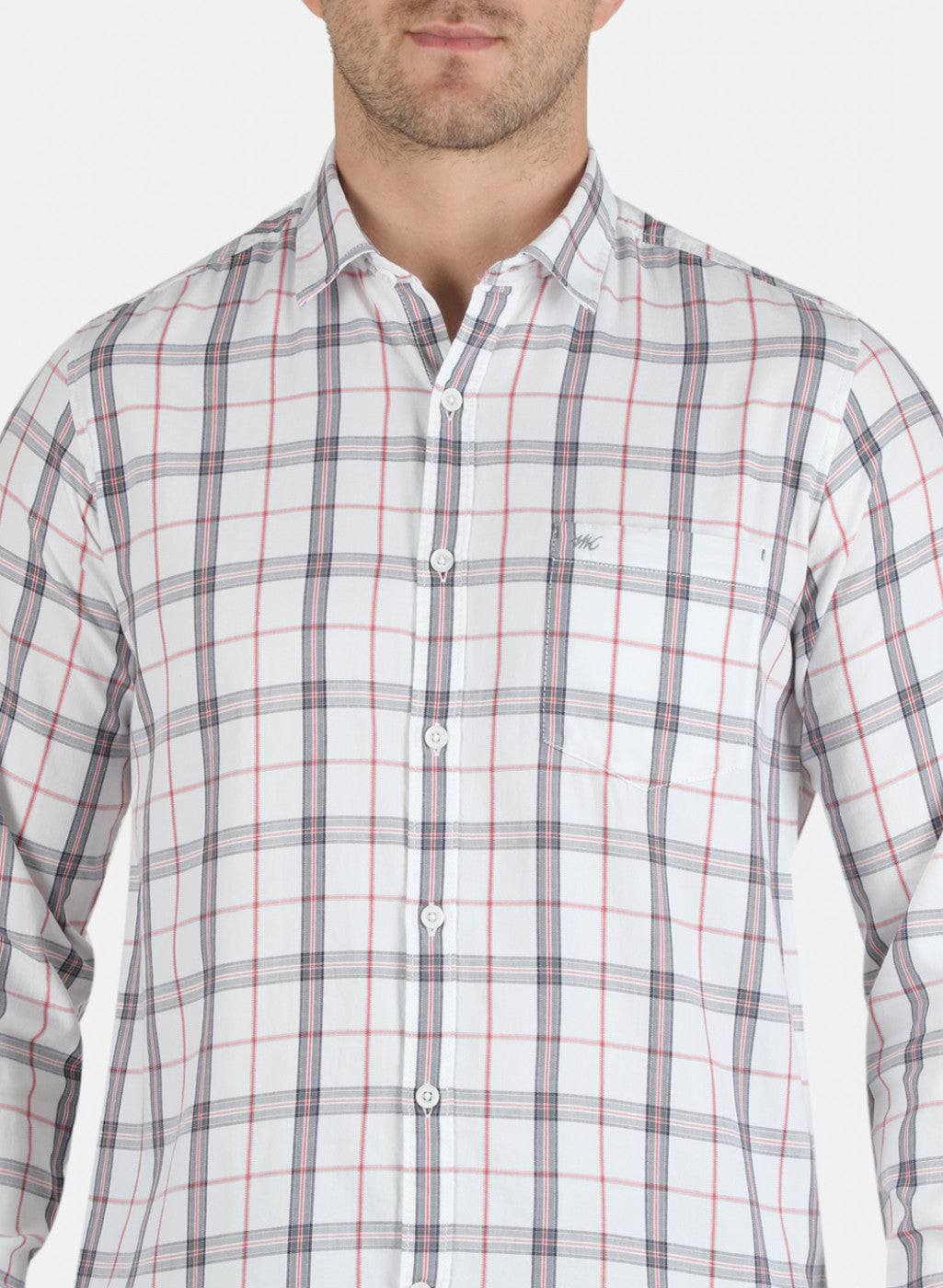 Men White Check Shirt