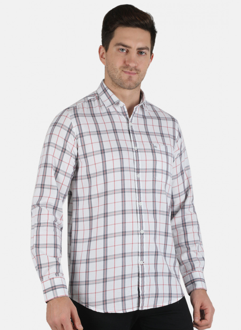 Men White Check Shirt