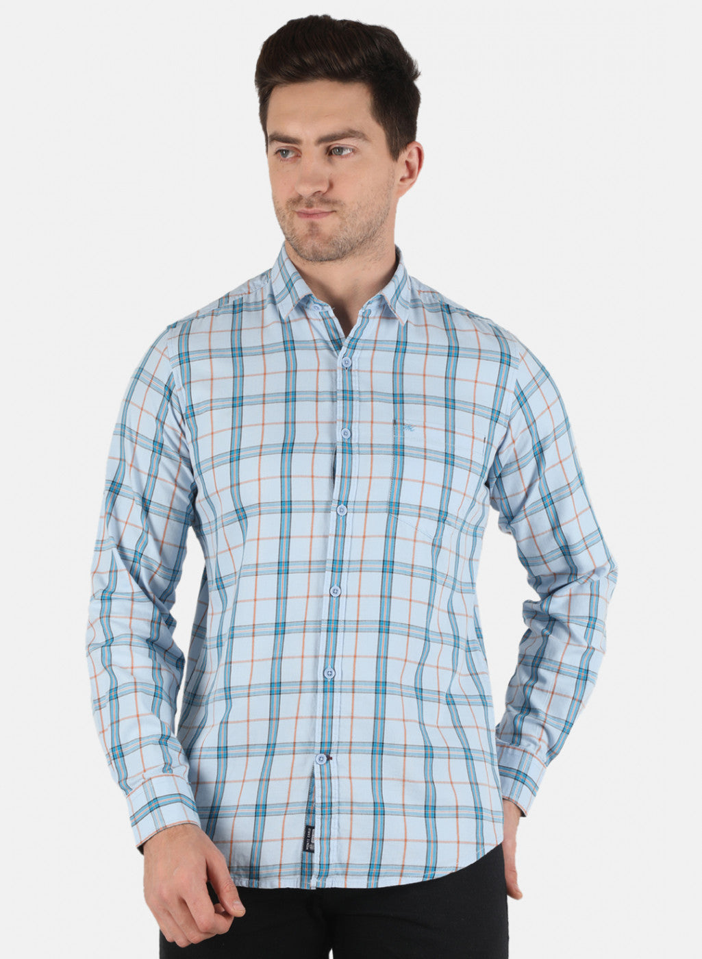 Men Blue Check Shirt