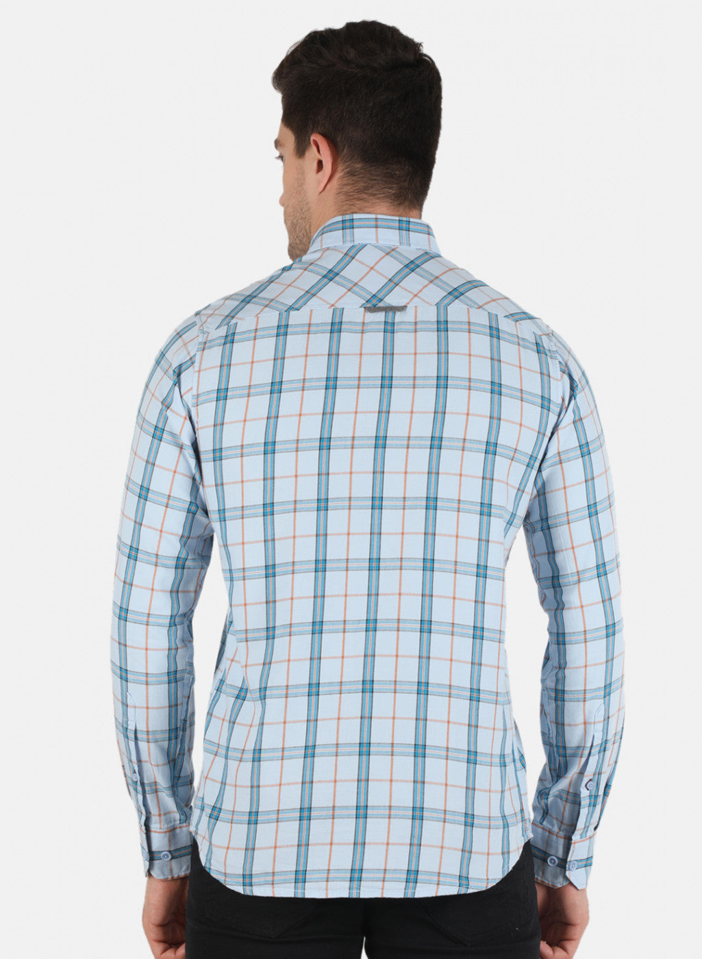 Men Blue Check Shirt