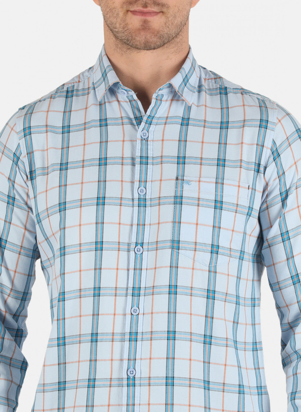 Men Blue Check Shirt