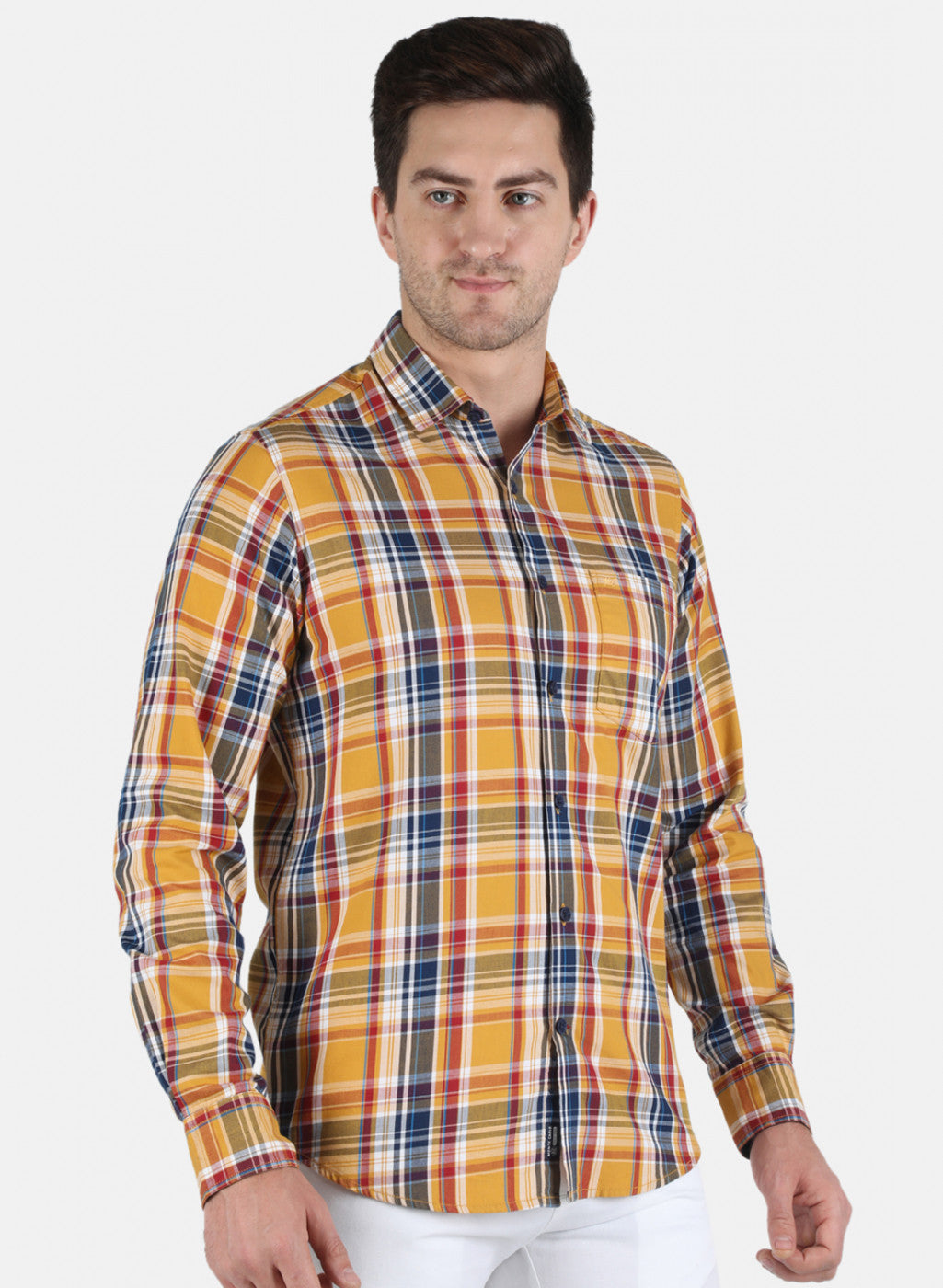 Men Mustard Check Shirt