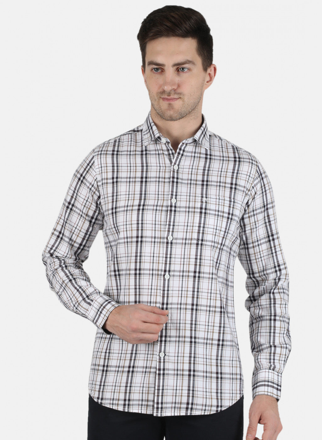 Men White Check Shirt