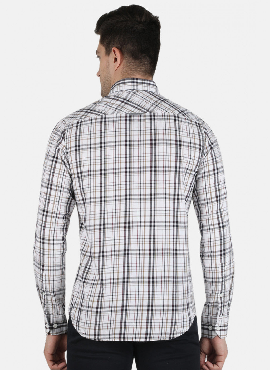 Men White Check Shirt