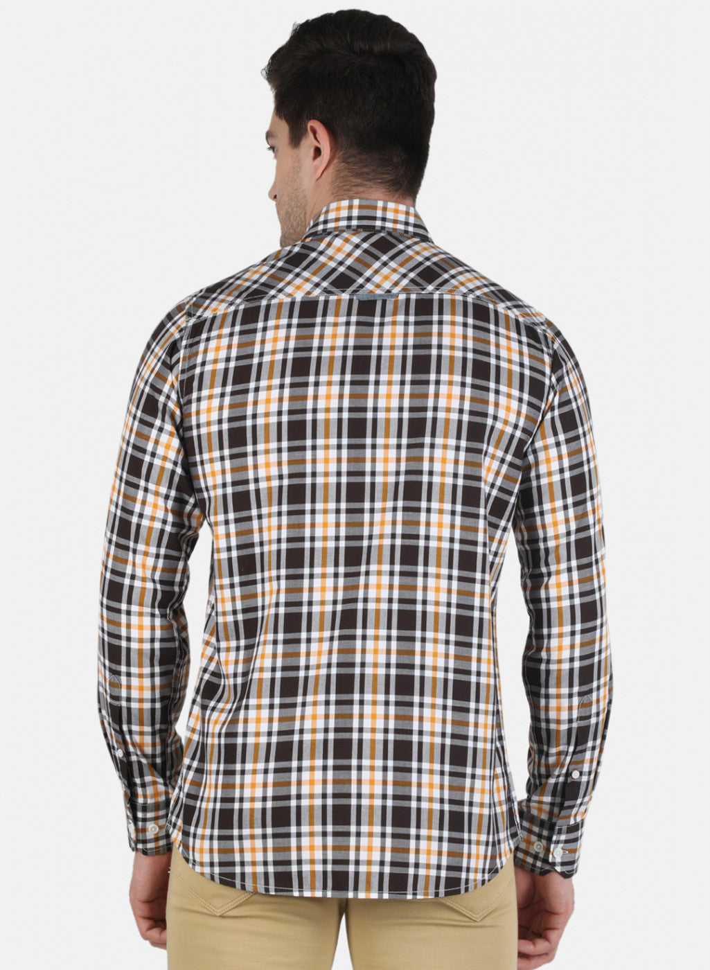 Men Brown Check Shirt