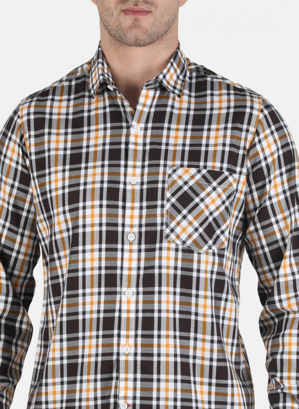 Men Brown Check Shirt