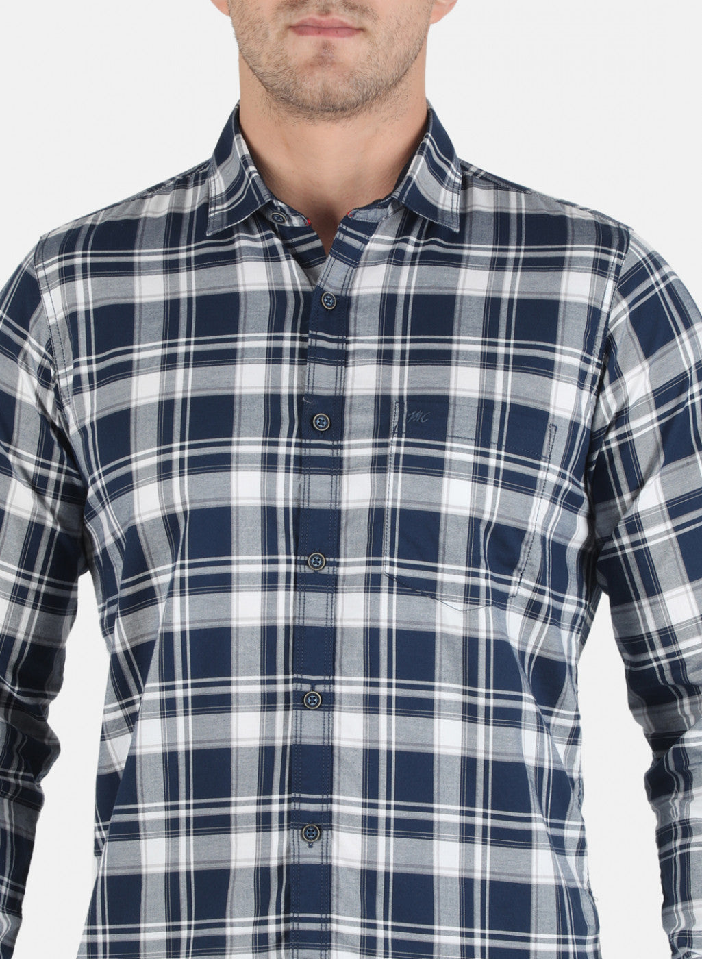 Men NAvy Blue Check Shirt