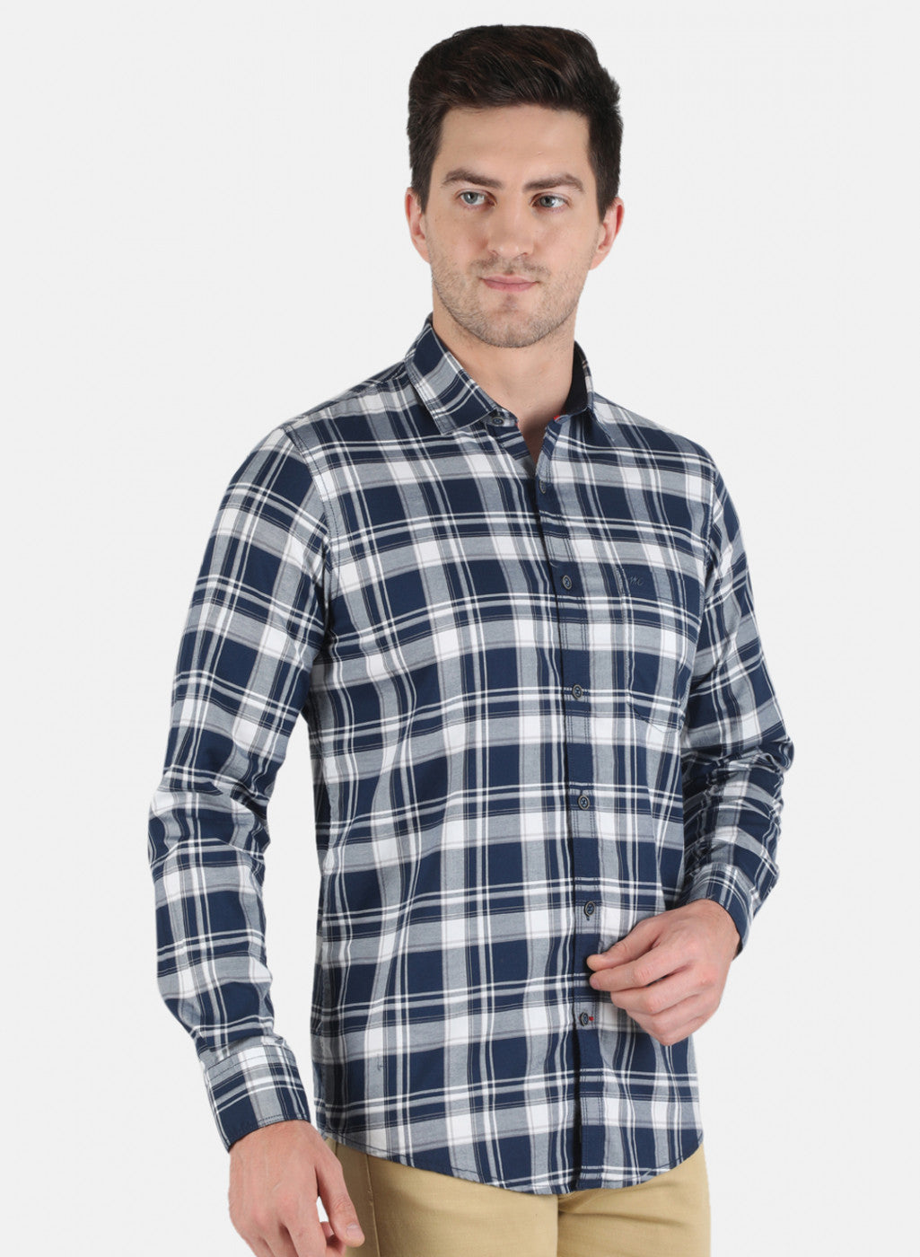 Men NAvy Blue Check Shirt