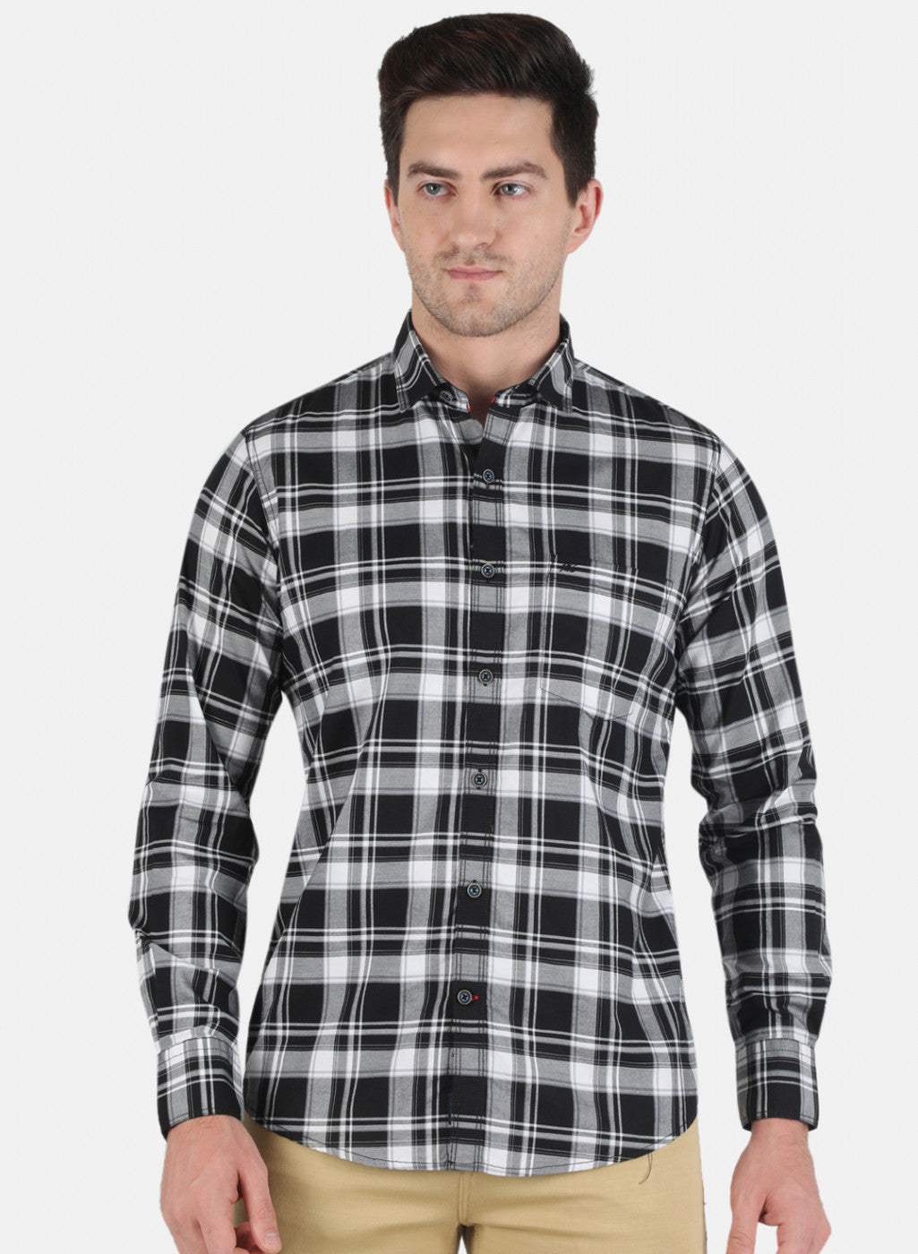 Men Black Check Shirt