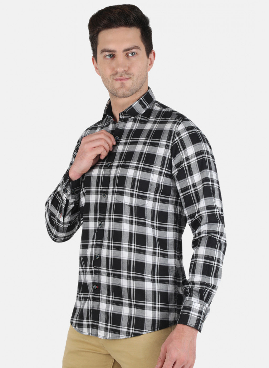 Men Black Check Shirt