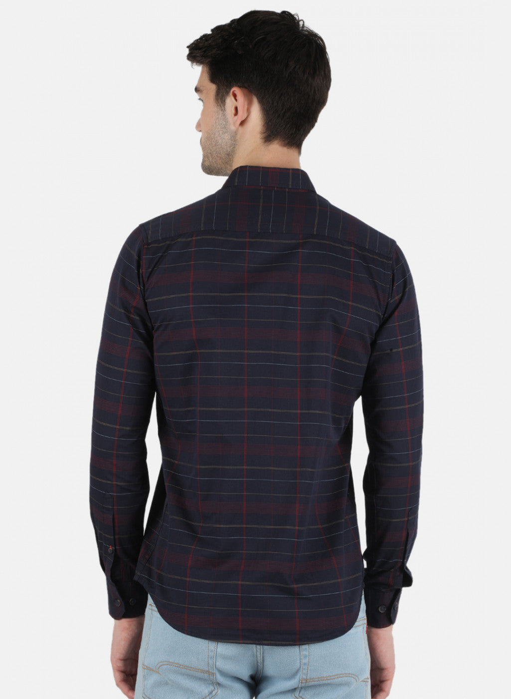 Men NAvy Blue Check Shirt