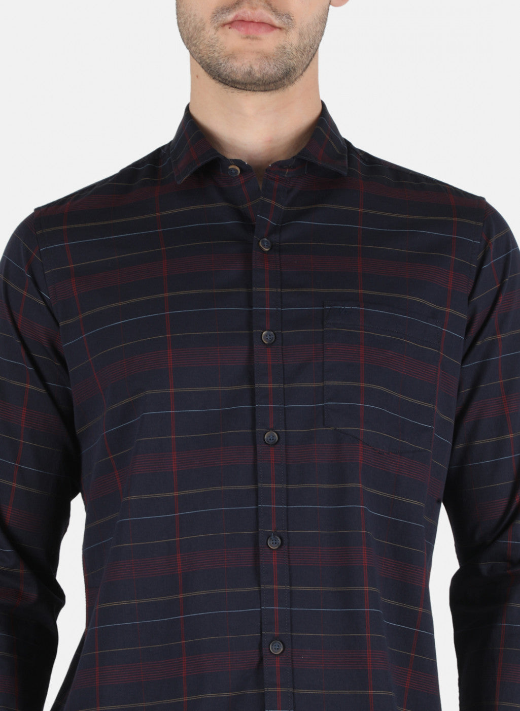 Men NAvy Blue Check Shirt