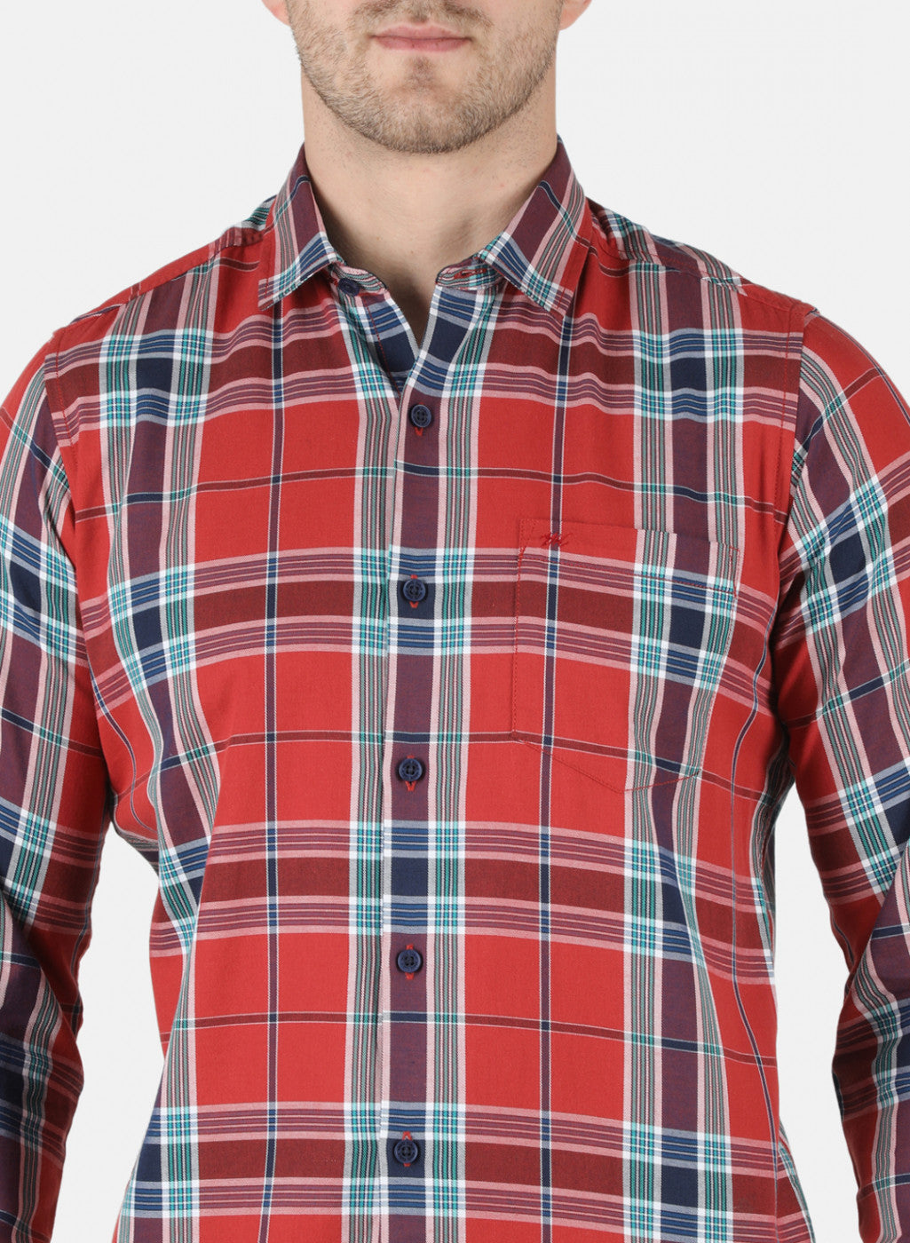 Men Orange Check Shirt